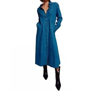 NEW LARA DAISY the sunday stroll denim shirt dress in blue